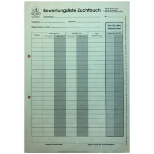BDRG - Bewertungsliste Zuchtbuch