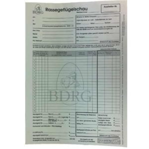 BDRG - Meldebogen für Rassegeflügelschauen  neutral
